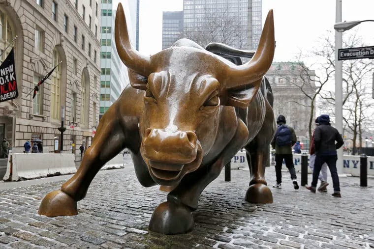 The Charging Bull sculpture by Arturo Di Modica, in New York's Financial District.