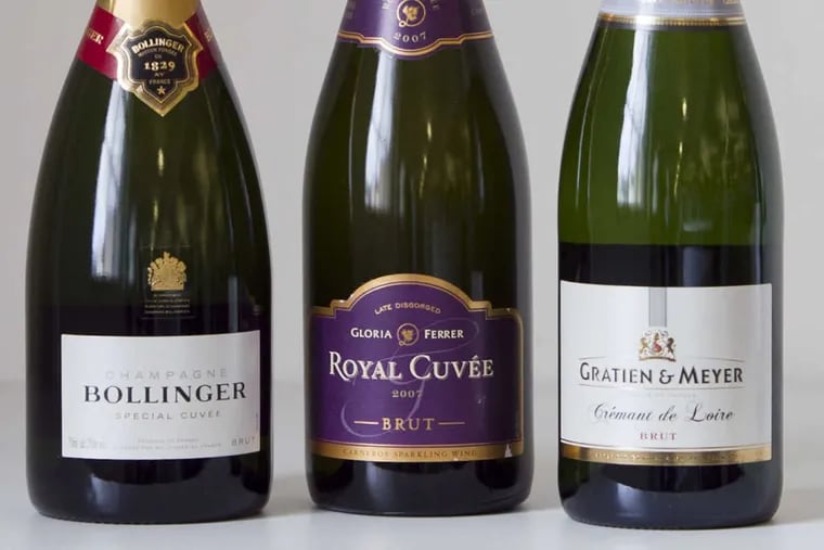 From left are Bollinger Special Cuvee, Gloria Ferrer Royal Cuvee, Gratien &amp; Meyer. Sparkling wine possibilities for gifts. ALEJANDRO A. ALVAREZ / Staff Photographer