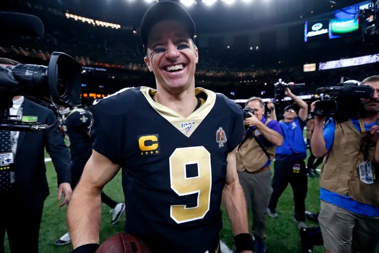 New Orleans Saints quarterback Drew Brees will face off against Tom Brady and his new team, the Tampa Bay Buccaneers, in Week 1 of the 2020 NFL season. (AP Photo/Butch Dill)