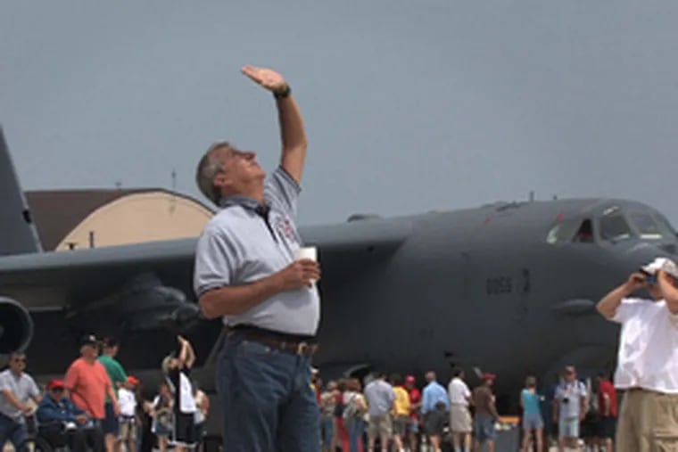 Hundreds of thousands of visitors, including Michael Coale, craned their necks to look to the skies. Security was heightened for the event after the Monday arrests of six terrorism suspects accused of plotting an attack on neighboring Fort Dix.