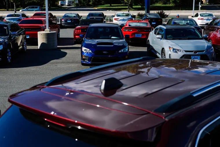 Rows of used cars for sale at an AutoLenders dealership in Lawrenceville, N.J., last month. Consumer prices for used cars have risen more than 24 percent in the United States over the past year.