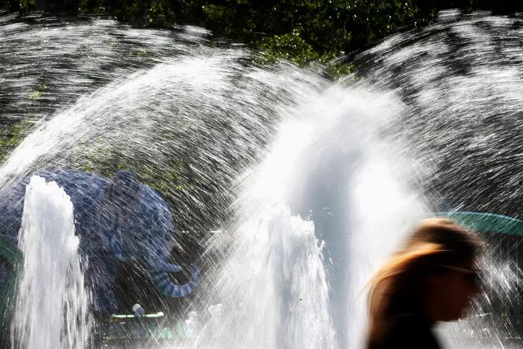 The fountain in Franklin Square is likely to be a popular gathering spot in the week ahead as the region experiences a heat wave.