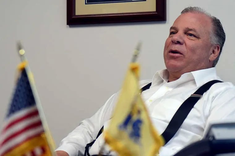 NJ Senate President Steve Sweeney, in his West Deptford office, is a former ironworker who advanced from a union boss, through the ranks of local politics, to become New Jersey's most powerful legislator.