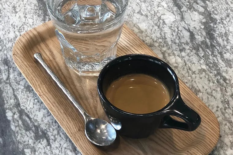 Espresso and a water chaser at Elixr, 315 N. 12th St.