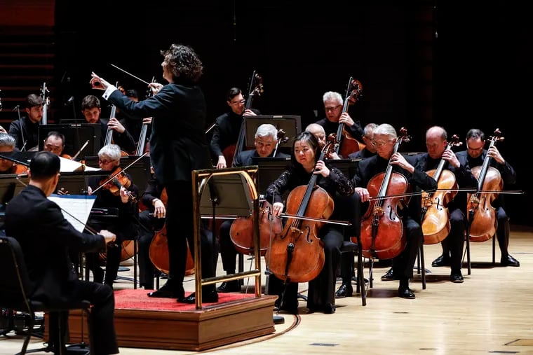 The Philadelphia Orchestra performing with conductor Nathalie Stutzmann Friday night in Verizon Hall.
