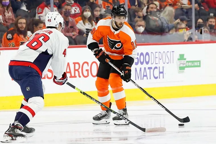 One game after returning after missing six games, Flyers center Derick Brassard is out again.