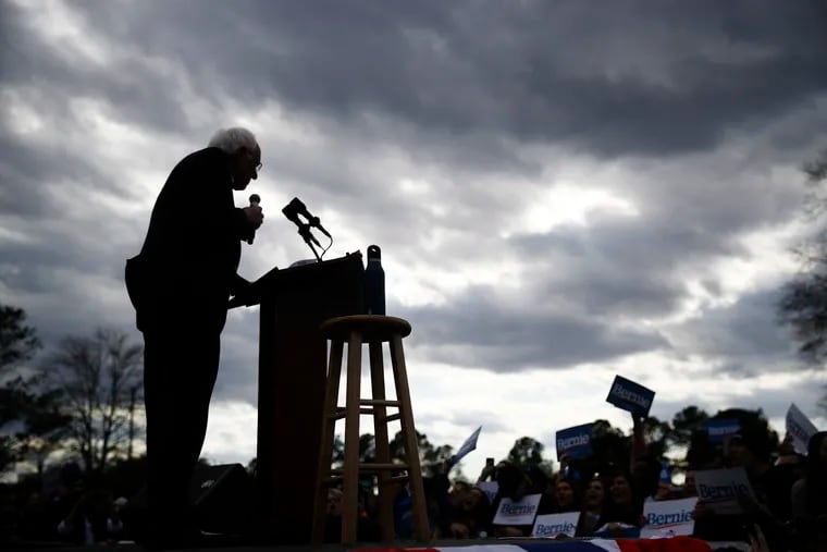 Then-Democratic presidential candidate Sen. Bernie Sanders, I-Vt., speaks during a campaign event in Columbia, S.C. in late February.