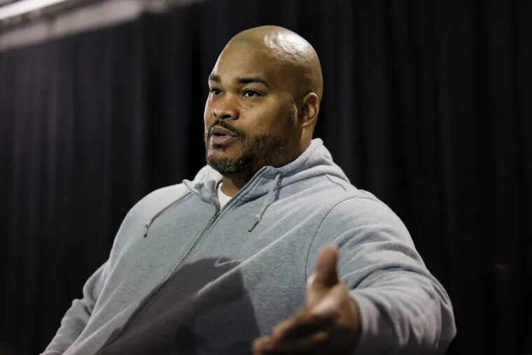 Running Backs Coach Duce Staley during a press conference at the mall of America in Minnesota, Thursday, Feb. 1, 2018. YONG KIM / Staff Photographer