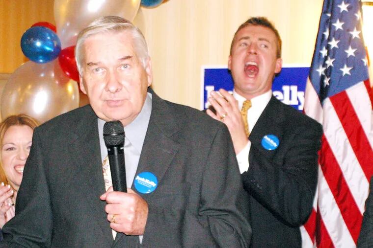 Jack Kelly thanks supporters at the Doubletree Club on the Blvd and celebrates after a victory in his City Council run. Kelly's chief of staff Chris Wright cheers behind the new Councilman on the podium. (PHOTO COURTESY OF THE NORTHEAST TIMES / JOHN TAGGART)