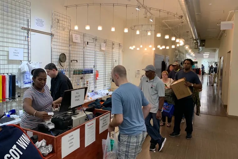 On the last day of business at the celebrated Army & Navy retailer, I. Goldberg, a long line snaked to the back of the store, at 718 Chestnut St. on Aug. 23, 2019.