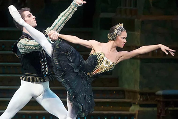 Misty Copeland with James Whiteside in &quot;Swan Lake&quot;at the Metropolitan Opera House. (GENE SCHIAVONE / American Ballet Theater)