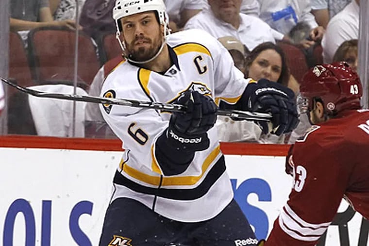 The Nashville Predators finally decided to swallow hard and match the Flyers' offer sheet for Shea Weber. (Ross D. Franklin/AP file photo)