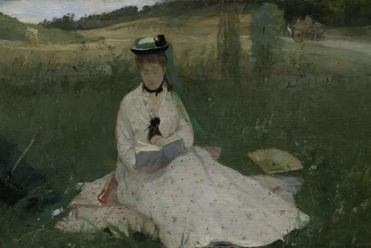 Berthe Morisot's  Reading (The Green Umbrella), 1873.