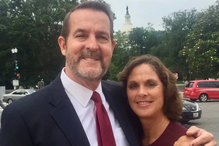 Gary and Julie DeVercelly, parents of Gary, who died in a hazing incident at Rider University 10 years ago.The photo is from last summer when they went to Washington to lobby for legislation on hazing.