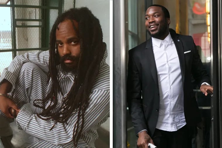 Is Mumia Abu Jamal, left, being upstaged by  Meek Mill?