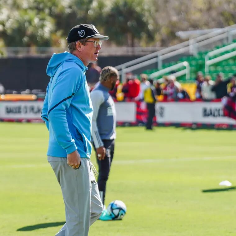 Manager Jim Curtin watching his team before the Union's preseason opener last month.
