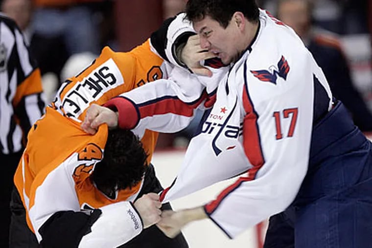 Jody Shelley has dropped the gloves 184 times in his NHL career. (Yong Kim/Staff file photo)