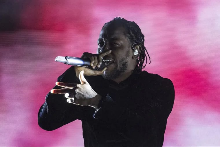 Kendrick Lamar, on stage at the Coachella Valley Music and Arts Festival in Indio, Calif., on April 23, 2017. Lamar won the 2018 Pulitzer Prize for music for his album &quot;Damn.&quot; (Brian van der Brug/Los Angeles Times/TNS)