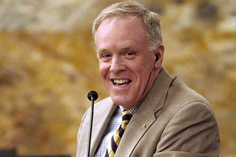 Former House minority leader William DeWeese laughs while addressing members of the House, June 30, 2003, at the Capitol in Harrisburg, Pa. (AP Photo / Carolyn Kaster, File)