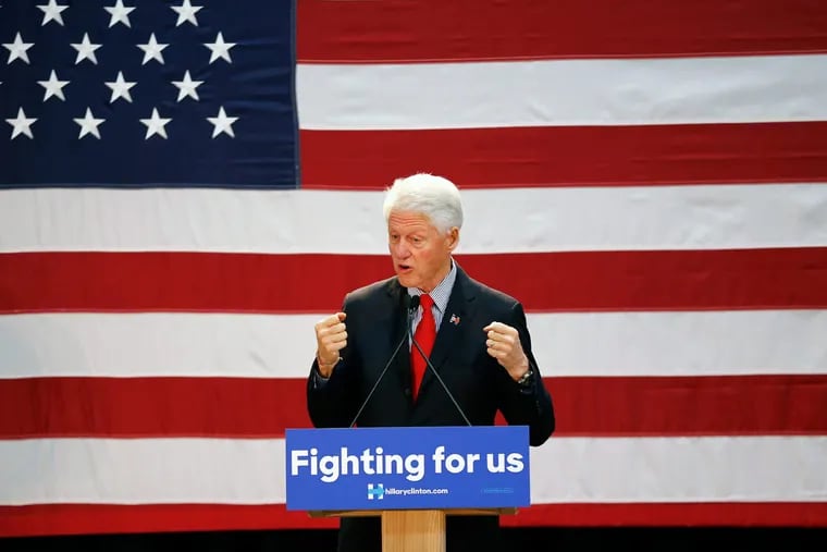 Bill Clinton speaks at Passaic County Community College. He also spoke at the College of New Jersey in Ewing.