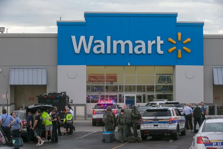 Police responded to the Walmart store in Cheltenham after a shooting was reported on Aug. 14. The suspect, Keenan Jones, is accused of shooting five people inside the store.