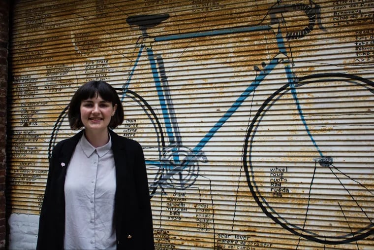 Ashley Vogel of the Bicycle Coalition of Greater Philadelphia is one of the non-traditional tour guides for the 'jawn(t)" series at the Barnes.