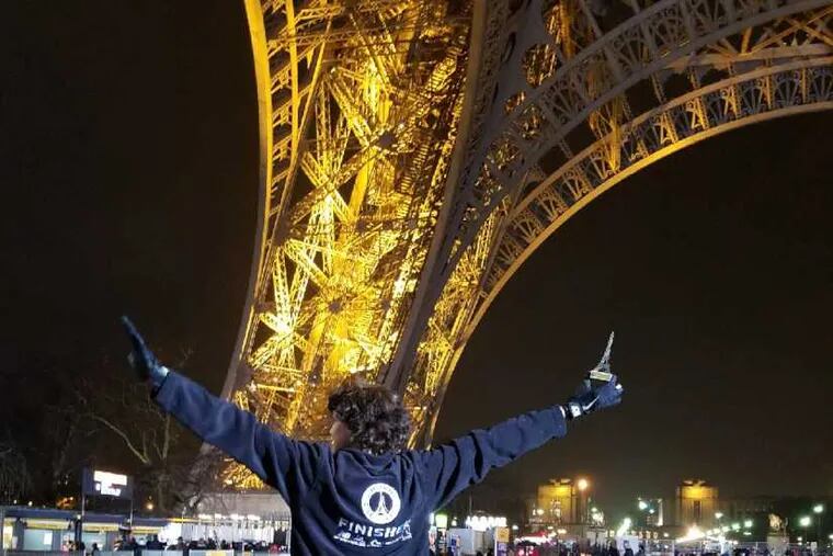 Sally Kalksma feeling victorious after she raced to the top of the Eiffel Tower in an international stair-climbing competition