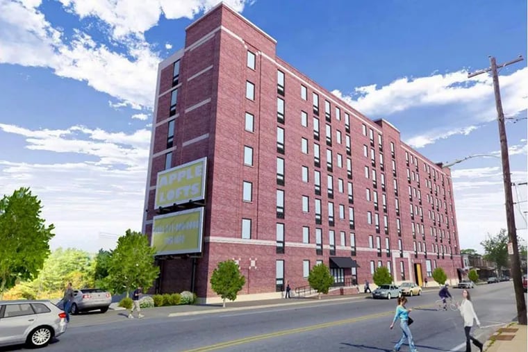 A rendering of the proposed Apple Lofts residential project at 780 S. 52nd St. in West Philadelphia.
