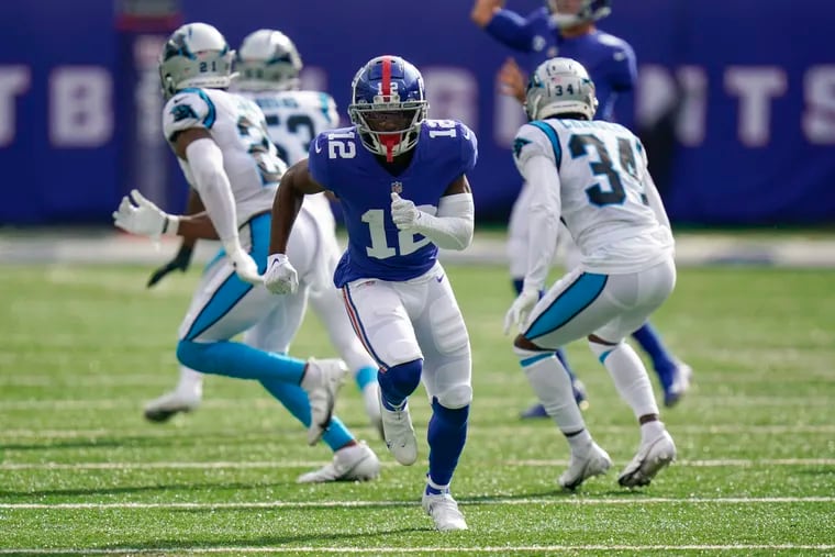 New York Giants wide receiver John Ross in action against the Carolina Panthers on Oct. 24, 2021.
