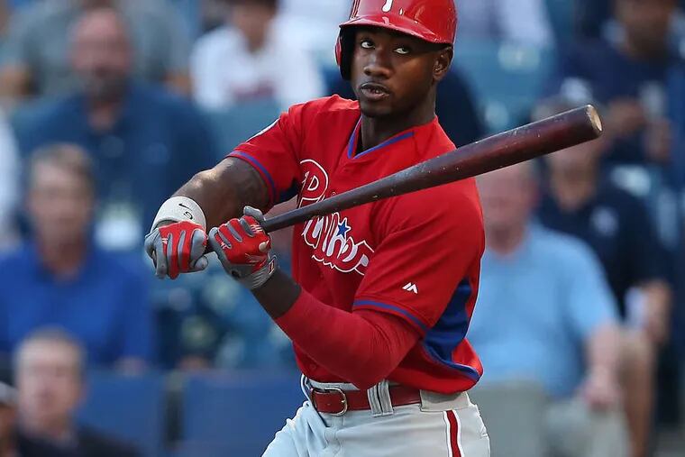 Domonic Brown could miss more than the first week of the season, Ruben Amaro Jr. said .