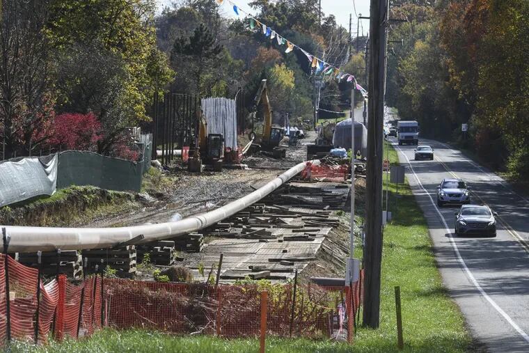 Sunoco’s Mariner East pipeline under construction on North Chester Road in East Goshen Township.