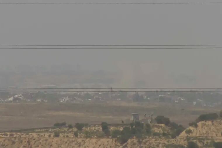 A screenshot taken from AP video showing a general view of northern Gaza as seen from Southern Israel, before it was seized by Israeli officials on Tuesday, May 21, 2024.