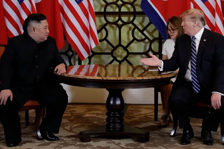 President Donald Trump meets with North Korean leader Kim Jong Un on Thursday, Feb. 28, 2019, in Hanoi.