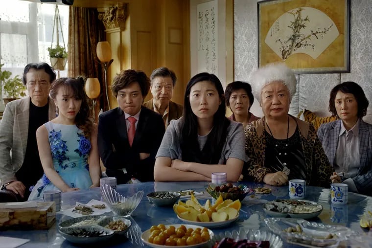 From left, Jiang Yongbo, Aoi Mizuhara, Chen Han, Tzi Ma, Awkwafina, Li Xiang, Lu Hong and Diana Lin in "The Farewell." MUST CREDIT: A24