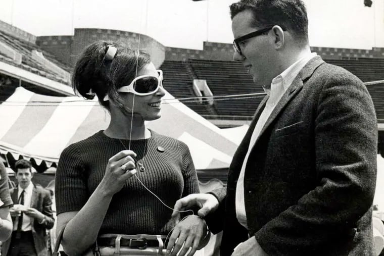 Shelly and Larry Beaser at Franklin Field in spring 1967. They met in 1966 through a computer dating company.