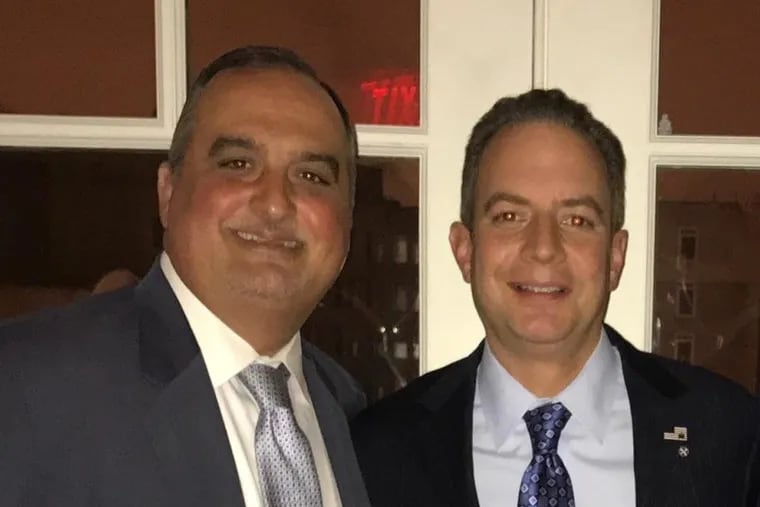 Michael Karloutsos (left) with former White House Chief of Staff Reince Priebus  on Inauguration Day.
