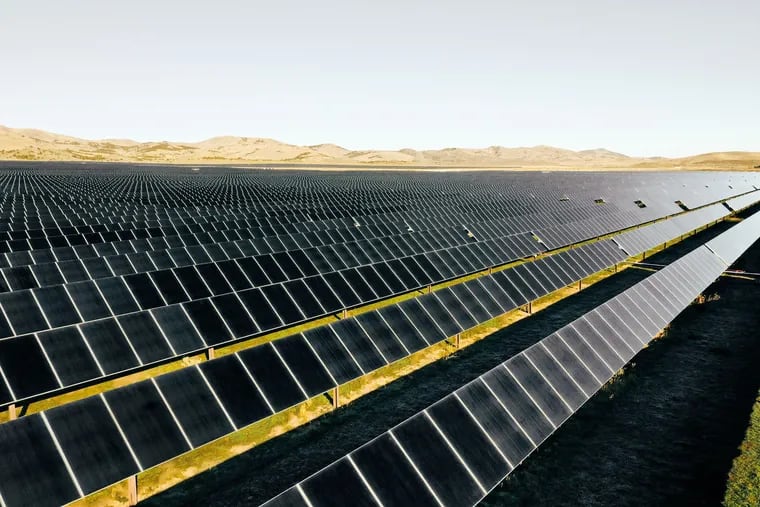 The Clover Creek solar farm in Mona, Utah, an 80 megawatt power generation facility built by AES Clean Energy that went online last week. AES announced Monday it is acquiring Community Solar Energy of Radnor, which develops similar projects.