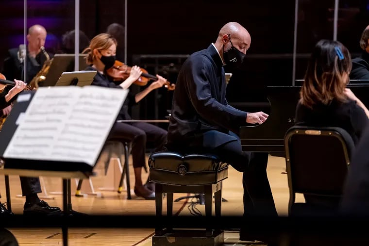 Pianist Aaron Diehl performing with the Philadelphia Orchestra in Gershwin's Rhapsody in Blue for the orchestra's Digital Stage series.