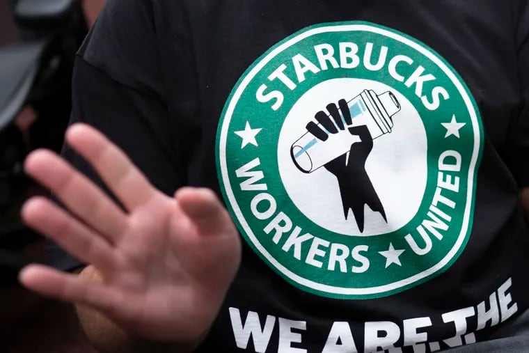 The Starbucks Workers United logo. The union assisted 12 Philadelphia employees file Fair Workweek complaints on Wednesday, Feb. 21.