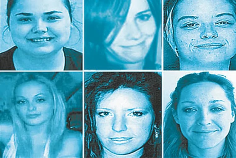 Women found killed in both Atlantic City in 2006 and in Long Island this year have been connected by someone in a Facebook network.  The author made each of 14 women each other's friends. (photo illustration)