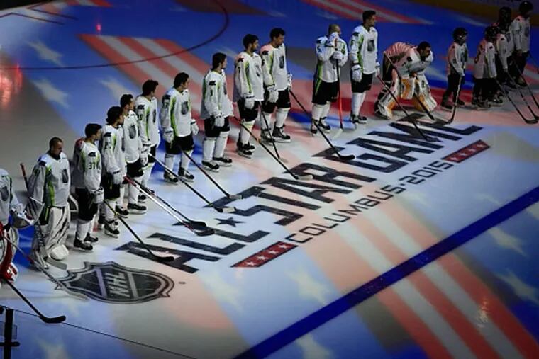 Team Toews is introduced before the 2015 NHL All Star Game at Nationwide Arena. (Andrew Weber/USA TODAY Sports)