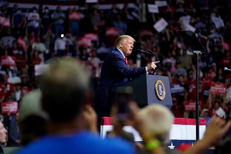 President Donald Trump speaks during a campaign rally at the BOK Center on Saturday.