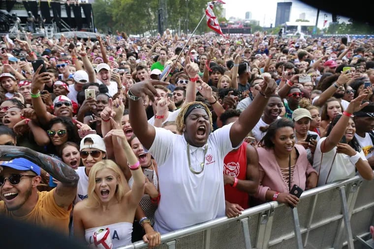 Fans cheer as Lil Uzi Vert performs at the Rocky Stage at the Made in America festivities on the Parkway Saturday, September 3, 2016.