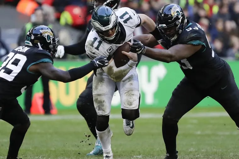 This is the sort of thing Doug Pederson wants to avoid in the preseason, so you probably won't see Carson Wentz running through any Jaguars on Thursday night, as Wentz did the last time the teams met, on Sunday, Oct. 28, 2018 at Wembley Stadium in London, England.
