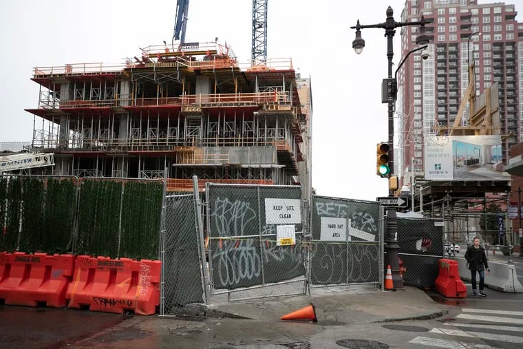 The quiet Arthaus condo construction site at the corner of Broad and Spruce. The site is closed per Gov. Tom Wolf's order last Friday to try to stop the spread of coronavirus.