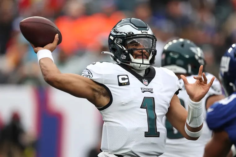 Jalen Hurts and the Philadelphia Eagles are among the most bet on teams to win the Super Bowl this season. (Photo by Al Bello/Getty Images)
