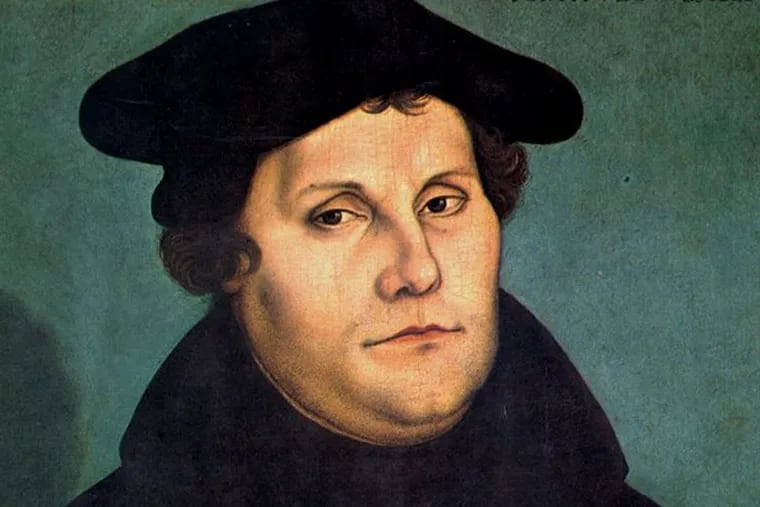 A portrait of Martin Luther, dated 1529, that hangs in the choir of St. Anne’s Church in Augsburg.