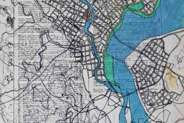Perry Steindel , with this fictional but authentic-looking 1965 map, is among Philadelphia artists represented in the show.