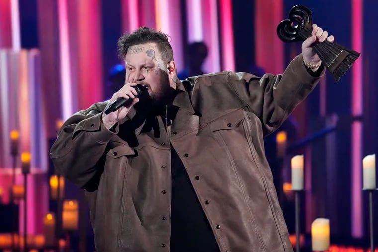 Jelly Roll accepts the Best New Artist Pop & Country Award during the iHeartRadio Music Awards on April 1.