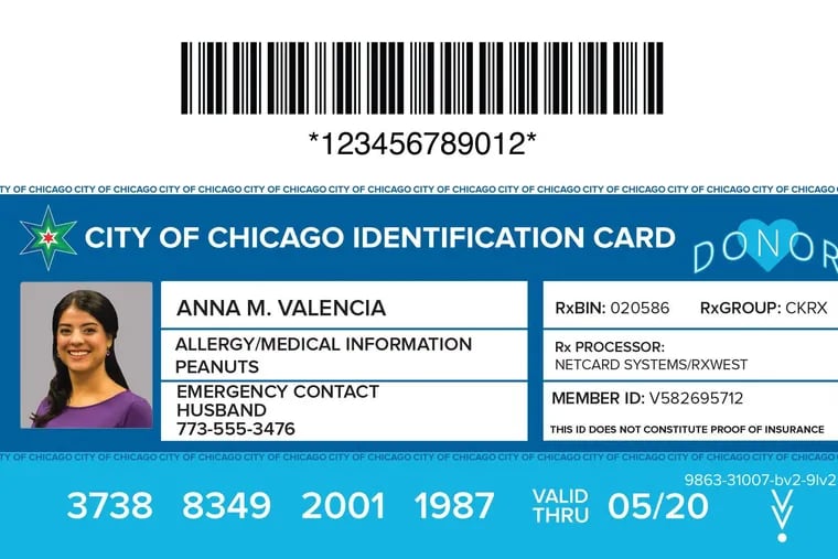Philadelphia has hired the same vendor Chicago is using to distribute municipal ID cards to residents starting this year. This rendering shows an example of Chicago's card.